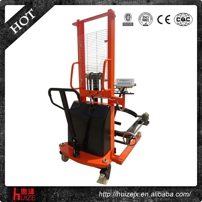 半電動(dòng)稱重油桶車（夾鐵桶，手搖翻轉(zhuǎn)倒料）